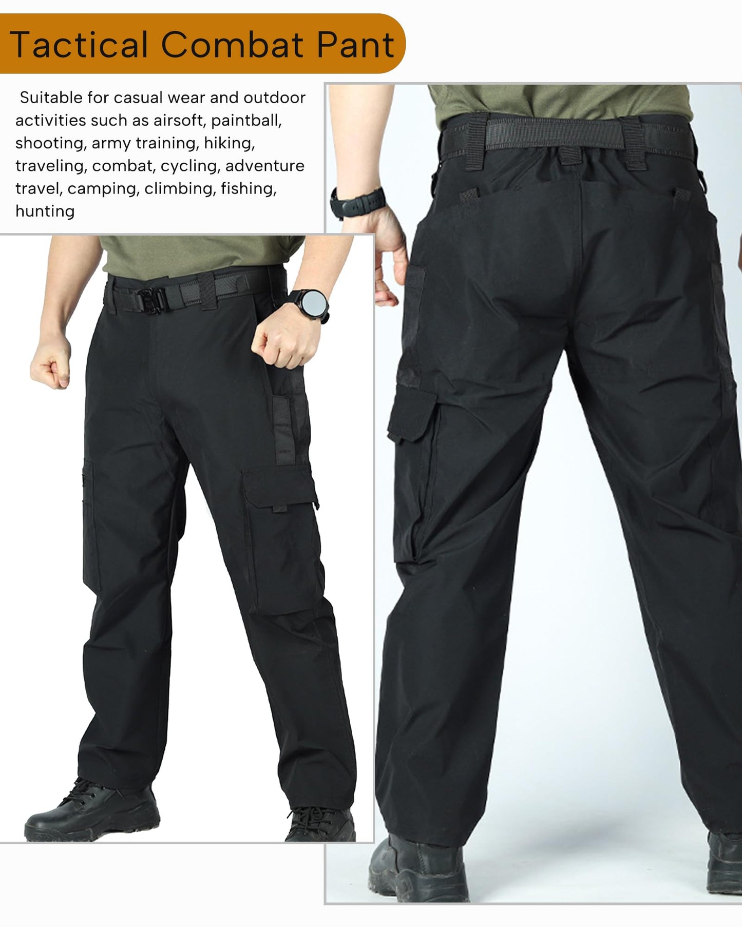 YKS JOOB Mens Tactical Uniform Suit Military Combat Shirt and Pants Set Durable Airsoft Gear for Paintball Hunting Black XL