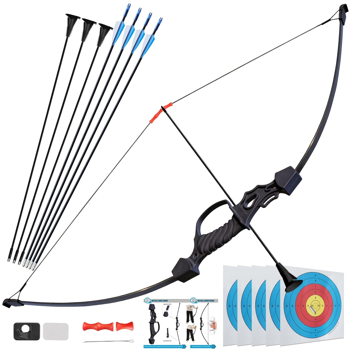 40" Bow and Arrow Set for Teens,Ambidextrous Adult Archery Bow Set with 7 Arrows,Beginner Recurve Bow Gift for Outdoor Backyard Game