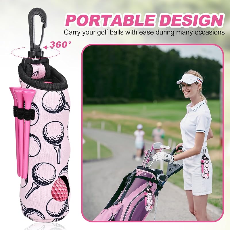 Pink 17 Pcs Golf Accessories Kit with Towel, Tees, Ball Marker, Divot Tool, Cleaner & Gift Box