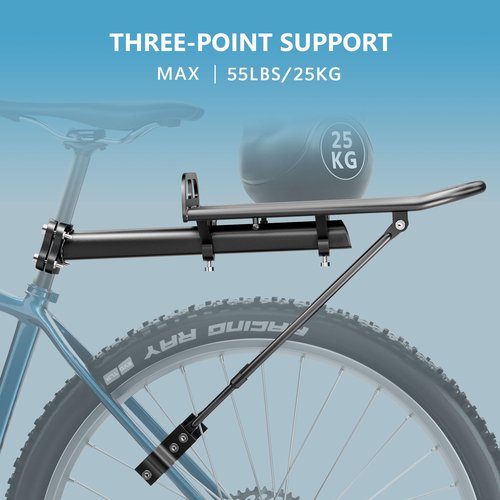 Bike Rear Rack Retractable Aluminum Alloy Bicycle Cargo Rack Mount Cycle Luggage Carrier Rear Seat Post Rack(Upgraded Version), Max Weight 55lb