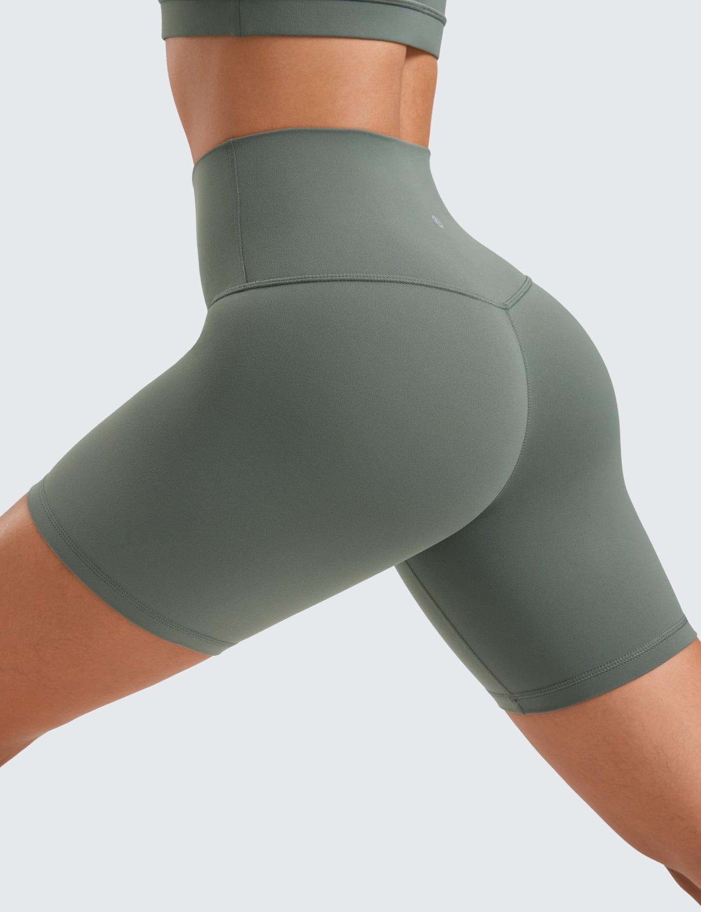 CRZ YOGA ButterLuxe Biker Shorts 6" - High Waisted Workout Running Volleyball Spandex Yoga Womens Grey Sage Medium