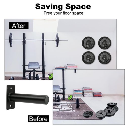 Wall Mounted Weight Plate Holder - Fit 2 Inch Weight Plates, Weight Plate Rack for Home Gym, Max Weight Capacity 300 Lb, 6 Pack