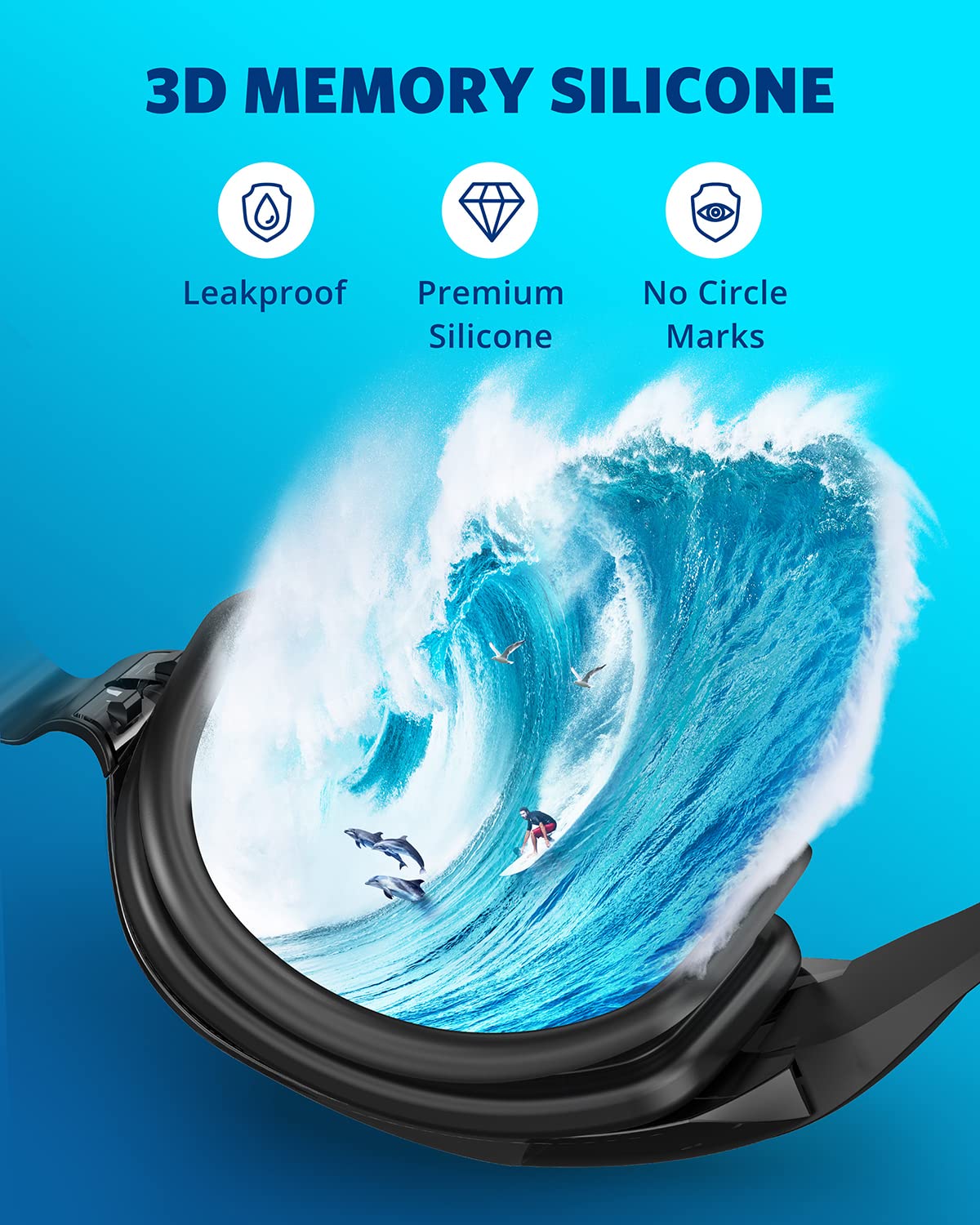 Aegend Swim Goggles, 2 Pack Swimming Goggles No Leaking Adult Men Women Youth, UV Protection, Anti Fog, Light Black & Deep Black