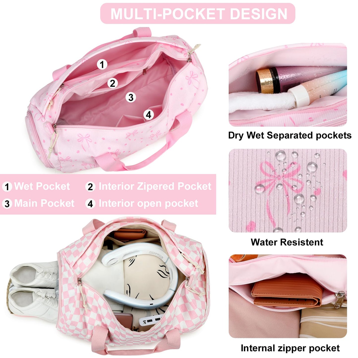 BLUBOON Duffle Bag Girls Kids Cute Gym Bag with Shoes Compartment & Wet Separation Waterproof Sports Overnight Travel Bag
