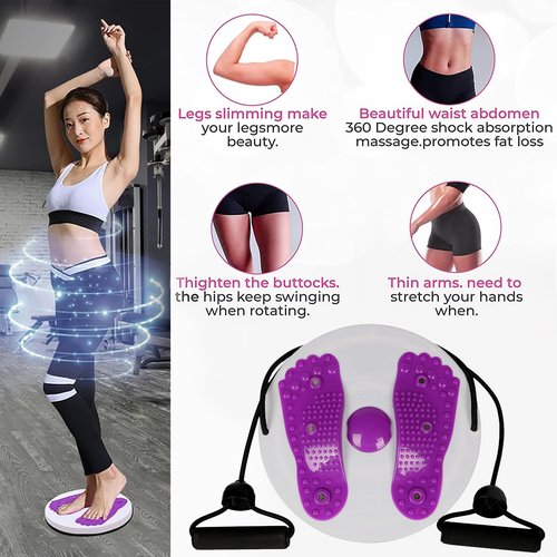 Waist Twisting Machine,Upgraded Adjustable Ab Twister Board with Handles And Leather Tape Measure Waist Slimming Balance Rotating Disc with Massage Foot Sole for Slimming Waist Arms Hips and Thighs