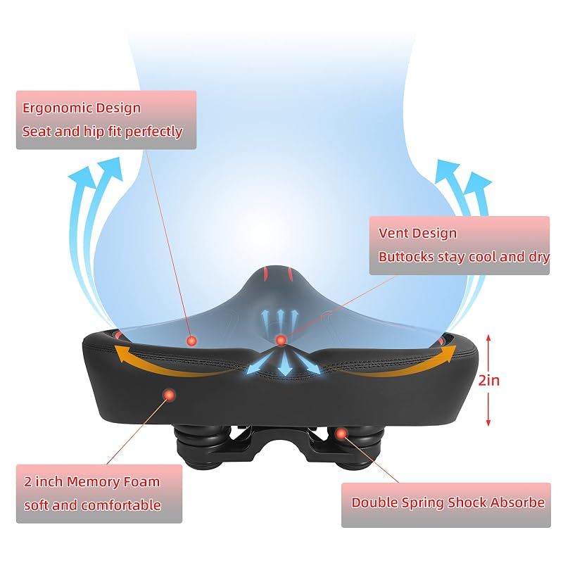 Oversized Bike Seat Cushion for Peloton, Extra Wide - Replacement Saddle (Variation: Oversized Seat Red)