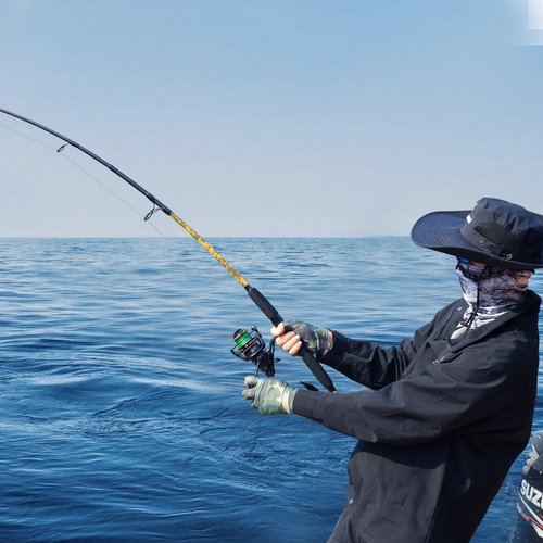 Sougayilang Spinning & Casting Fishing Rods, 2-Piece Strong Carbon&Glass Composite Trolling Rod Offshore Surf Pole for Bass, Trout, Panfish, Catfish- Spinning- 7'0"-Yellow