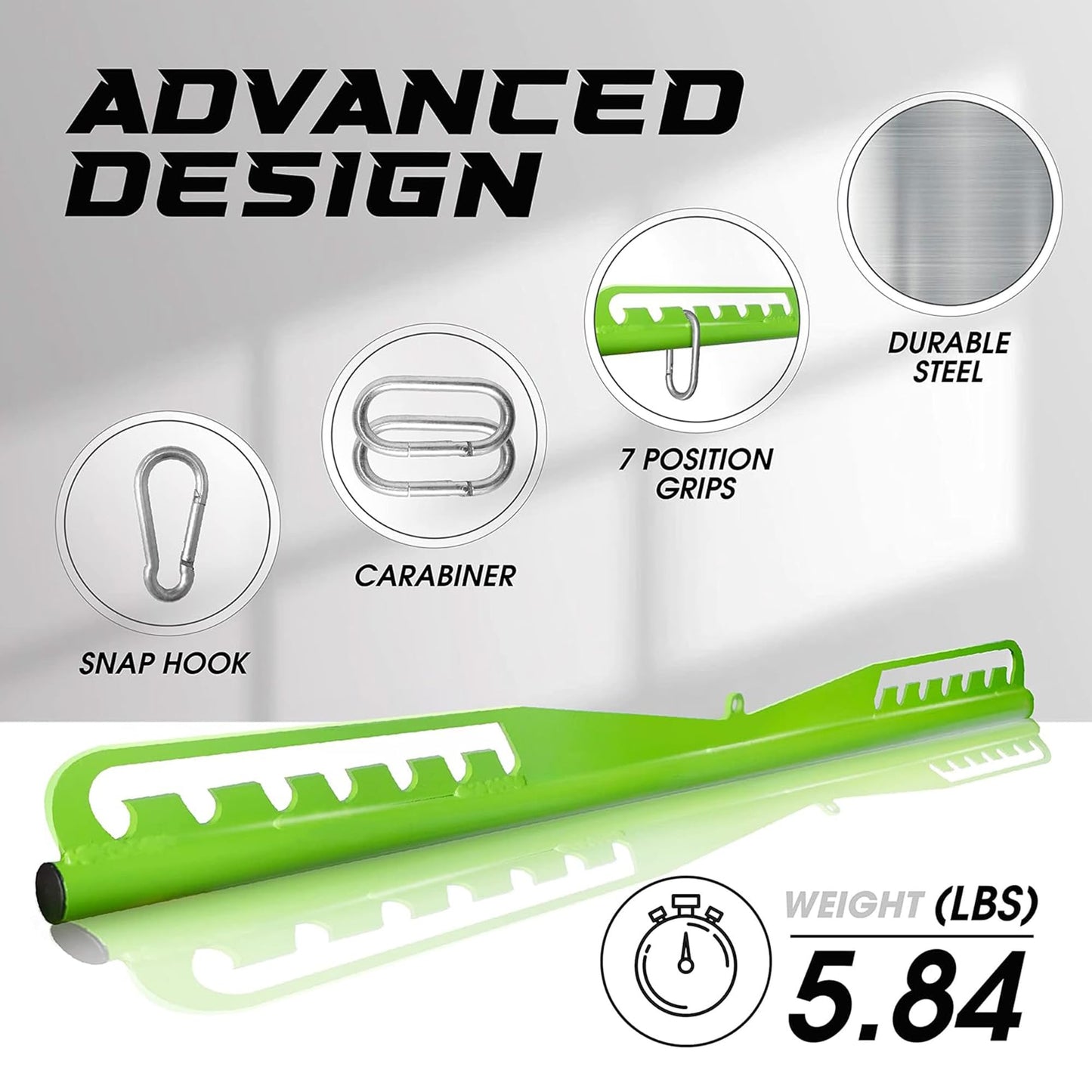 Yes4All Long Speader Pull Down Bar, Seven Grip Level Design for Home Gym, Long Bar Cable Machine Attachment