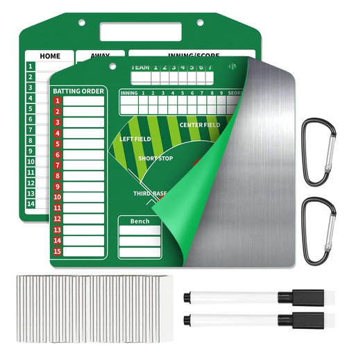 Metal Magnetic Baseball Lineup Board, Durable Softball Line up Board for Field Batting Position Coaching Equipment Accessories, Dugout 40 Dry Erase Magnet Marker Sheets Cards Baseball Clipboard