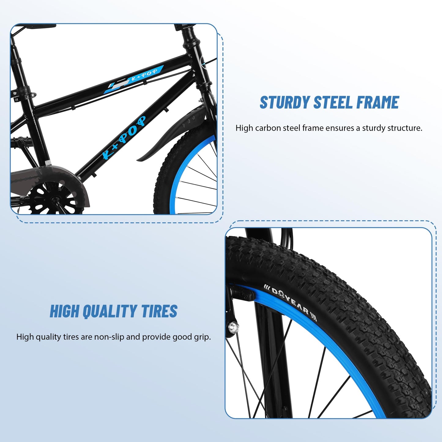 20 Inch Kids' Bike for Boys Aged 7-12, BMX-Style Bike for Kids, Lightweight Children's Bicycles, Kids' Bicycles with Front and Rear Brakes, Adjustable Seat