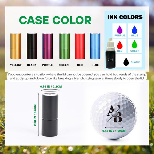 Sunamd Personalized Golf Ball Stamp, Custom Golf Ball Marker Stamp with Name, Waterproof Golf Ball Stamper for Golfers, Create a Unique Mark on Golf Balls, Golf Accessories, Personalized Gifts (Black)