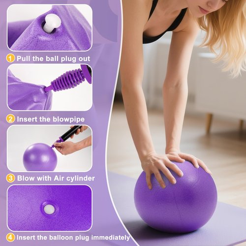 WENDISI Pilates Ring Fitness Circles Set, High Resistance Yoga Ring Pilates Equipment Set for Women Includes Pilates Ring, 9 Inch Small Exercise Ball, 5 Resistance Bands at Home Pilates Workout Set