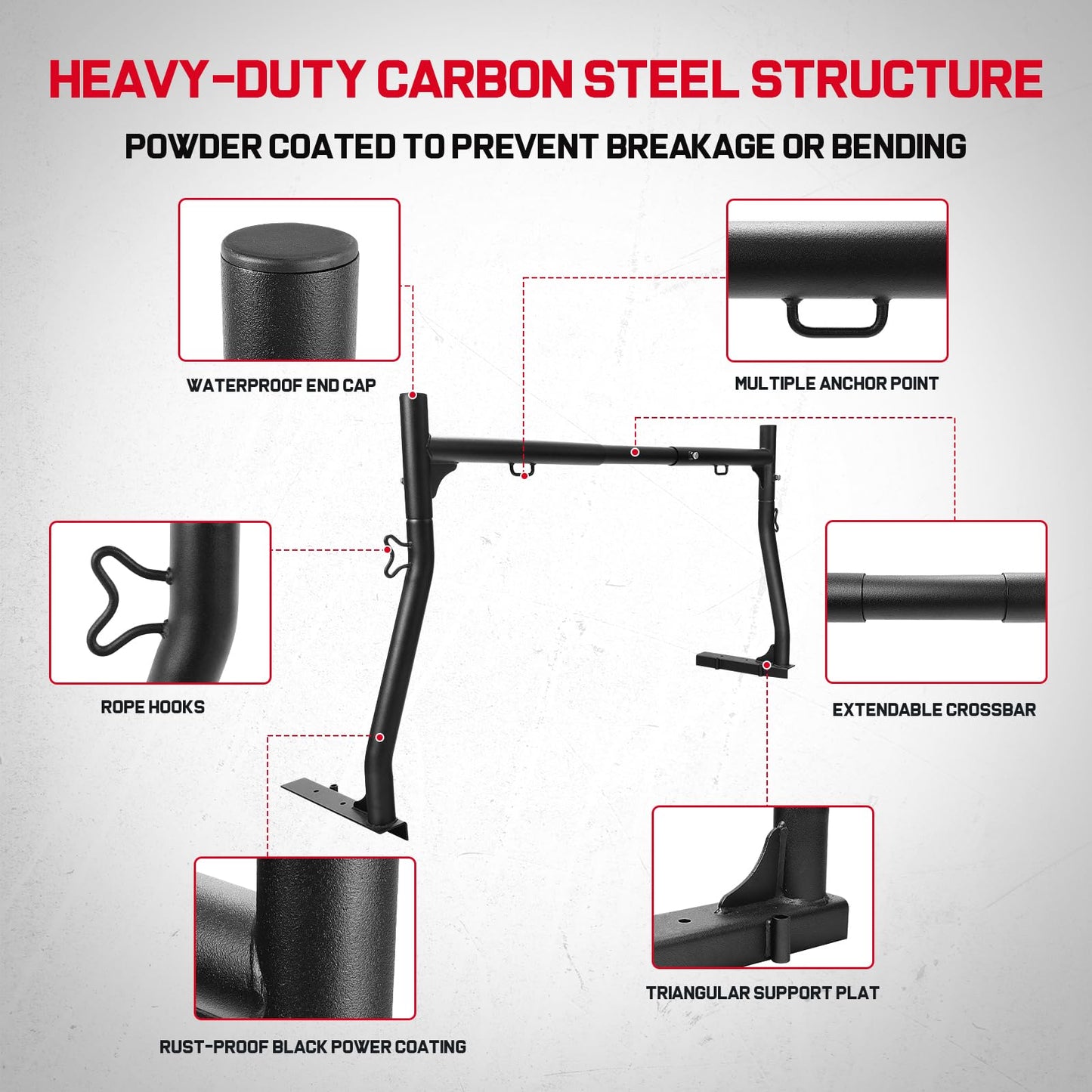 OTHOWE Truck Ladder Rack for Most Trucks - Universal Non-Drilling 46''-71'' in Width Truck Bed Rack with 800lbs Loading Capacity, Overland Ladder Rack for Kayak, Surfboard, Lumber, Ladder and More