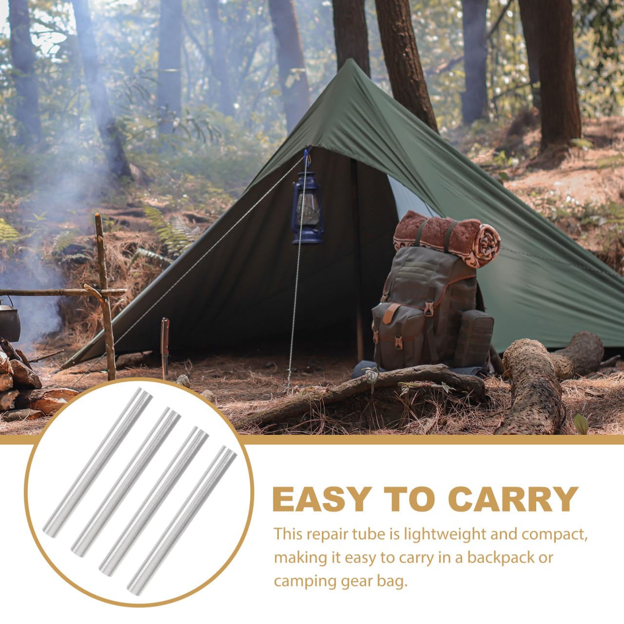 CORHAD Tent Pole Repair Sleeve Tent Pole Connector 4-Pack Aluminum Alloy Repairing Tubes for Camping Gear Lightweight 5.11In Fixing Tube Accessory