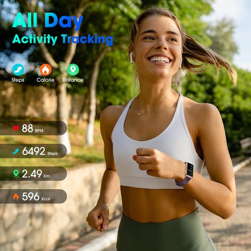 Kummel Long Battery Pedometer Watch 14 Days Battery Life, Slim Design No App/Phone Required Fitness Tracker, 50 Meters Waterproof Smart Watch, Heart Rate Step Counter for Men Women (Purple)