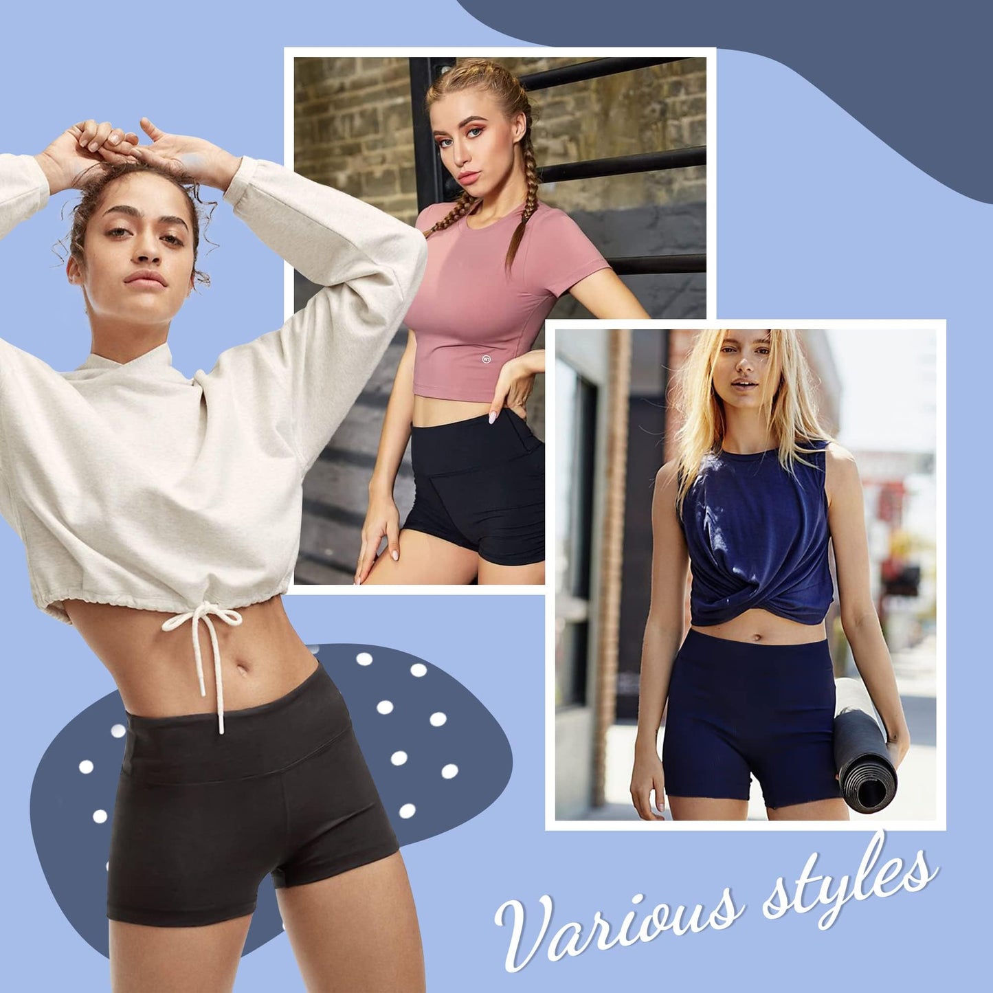 CAMPSNAIL Workout Biker Shorts Women - 3"/5"/8" High Waisted Tummy Control Spandex Booty Volleyball Shorts for Yoga Dance White