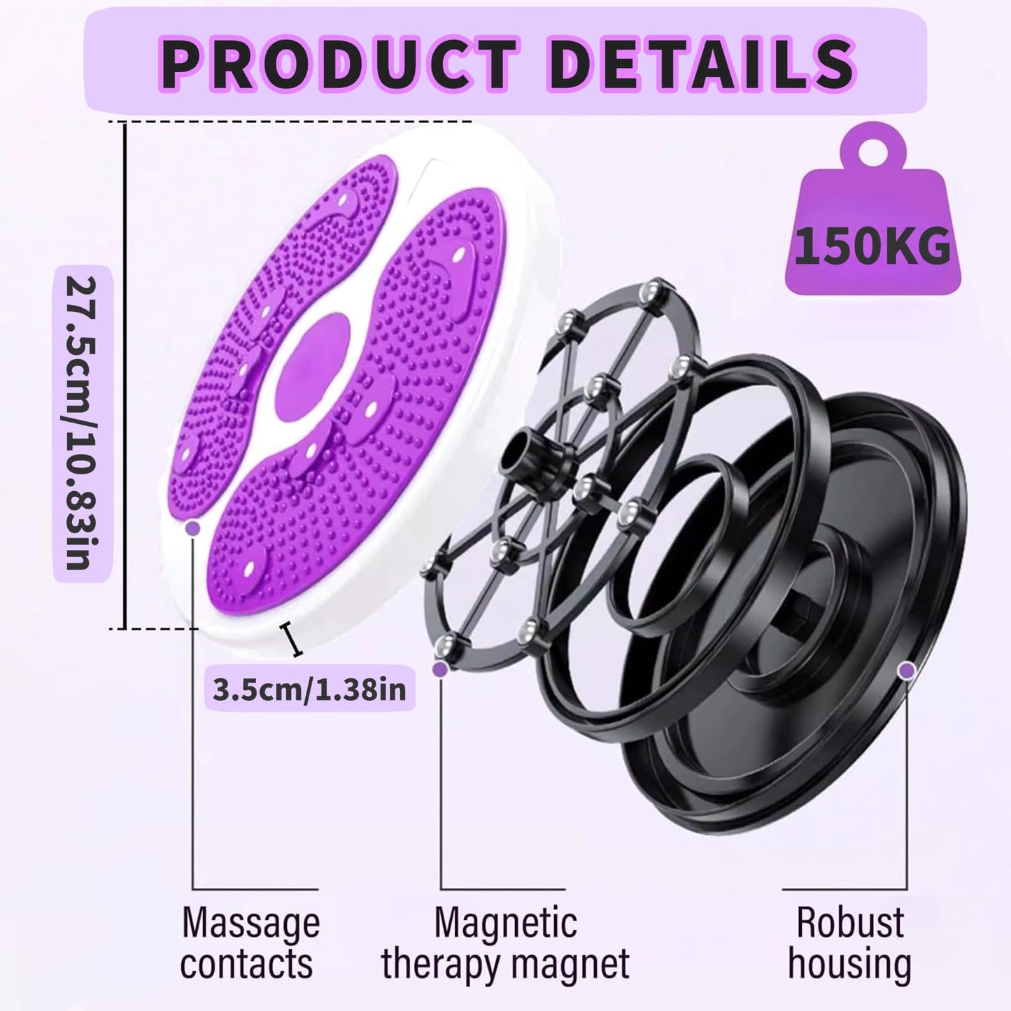 2 PCS Ab Twist Waist Disc Board,Waist Trainer Twisting Disc with Leather Tape Measure Aerobic Exercise Fitness Machine with Pull Rope for Home Office Foot Massage