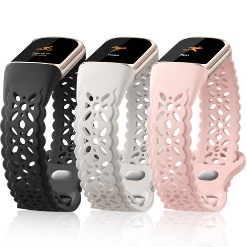 Maledan Compatible with Fitbit Charge 5 Bands for Women/Fitbit Charge 6 Bands, Stylish Lace Floral Pattern Soft Breathable Sport Bands Waterproof Replacement Wristband for Fitbit Charge 6/ Charge 5