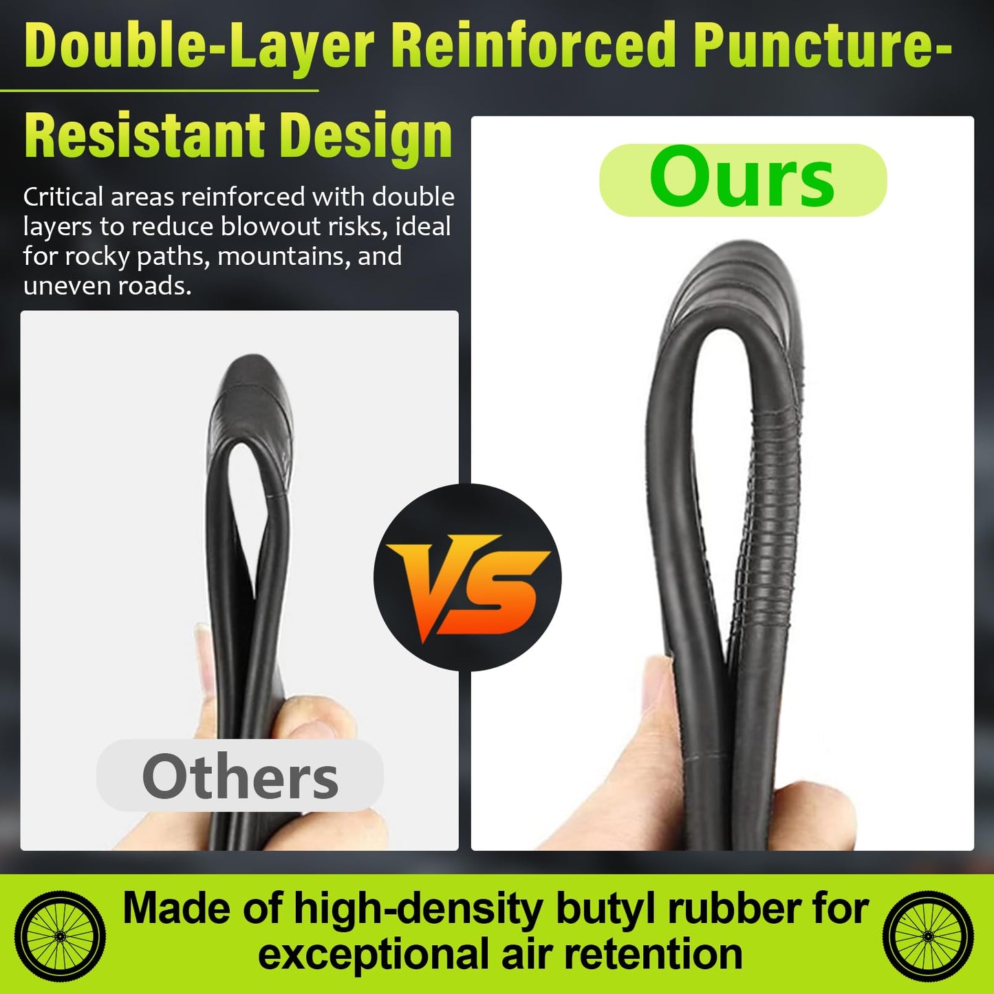 2Pcs 16x3.0 Bike Inner Tube with Bent Valve Stem - Replacement Tube Compatible with 16x3.0, 16x3.25, 16x3.5 Tires - Fits E-Bikes, Electric Scooters, Mopeds