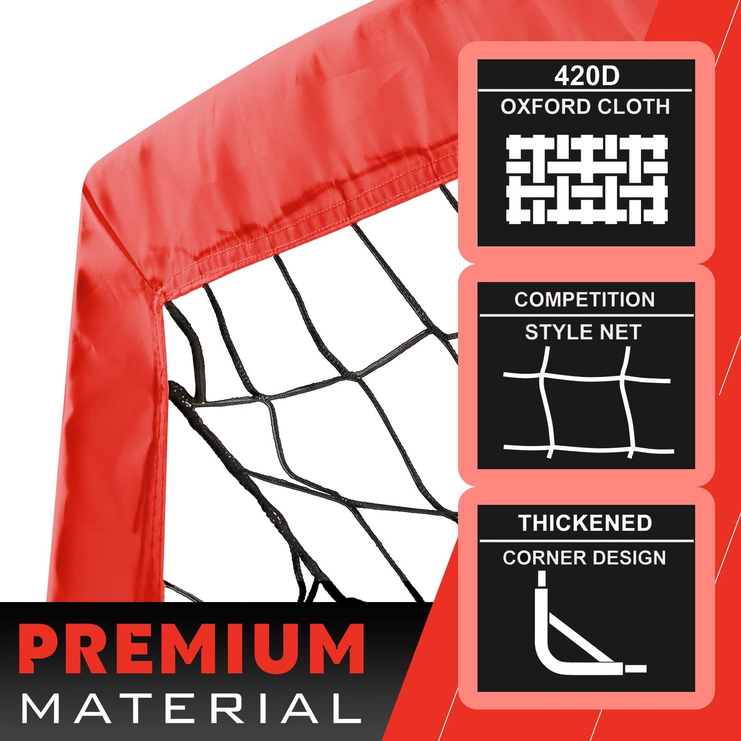 RUNBOW 6x4 ft Portable Kids Soccer Goal for Backyard Practice Soccer Net with Carry Bag (6x4 FT, 1 Pack, Red)