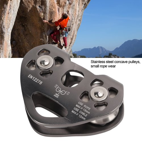 Zipline Swivel Pulley Rock Climbing Aluminum Tandem Speed Double Trolley Mountaineering Gray ZWA006