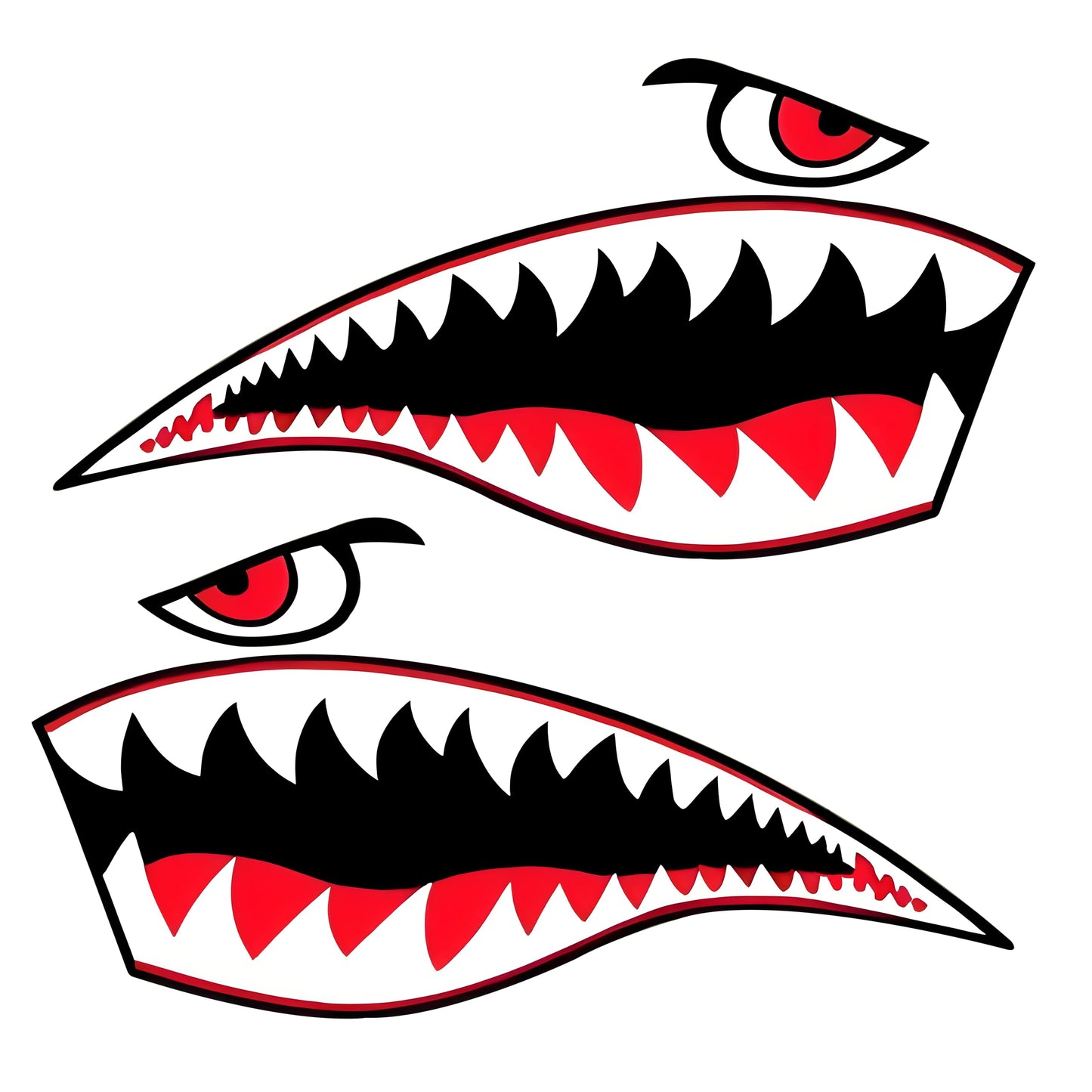 Kayak Stickers, PVC Waterproof Shark Teeth Mouth Decals for Fishing Boat, Kayak Accessories (Flying Tiger Shark, 12")