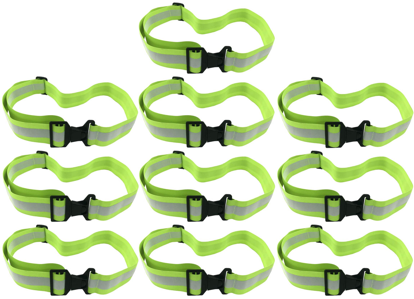 HiVisible Reflective Belt for Running - Army PT Gear (10 x Green)
