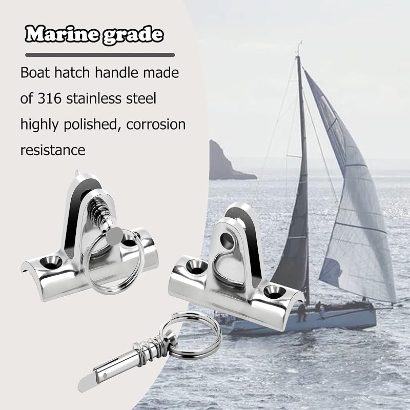 316 Stainless Deck Hinge with Quick Release Pins for Bimini Top (2 Pack)