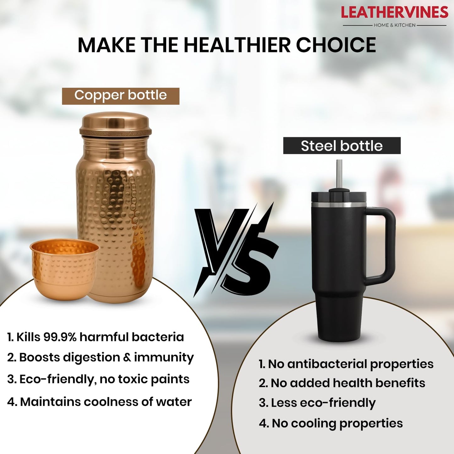 100% Pure Copper Water Bottle for Drinking 2L with Lid| Leak Proof Ayurvedic Vessel to Support Digestion, Immunity | Lightweight, Eco-Friendly, Perfect For Travel, Best Gift for Wellness Lovers