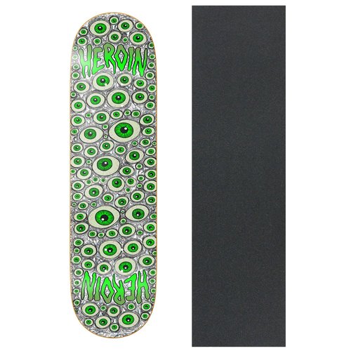 Heroin Skateboard Deck Eyes Holographic Symmetrical 8.25" x 31.75" with Grip