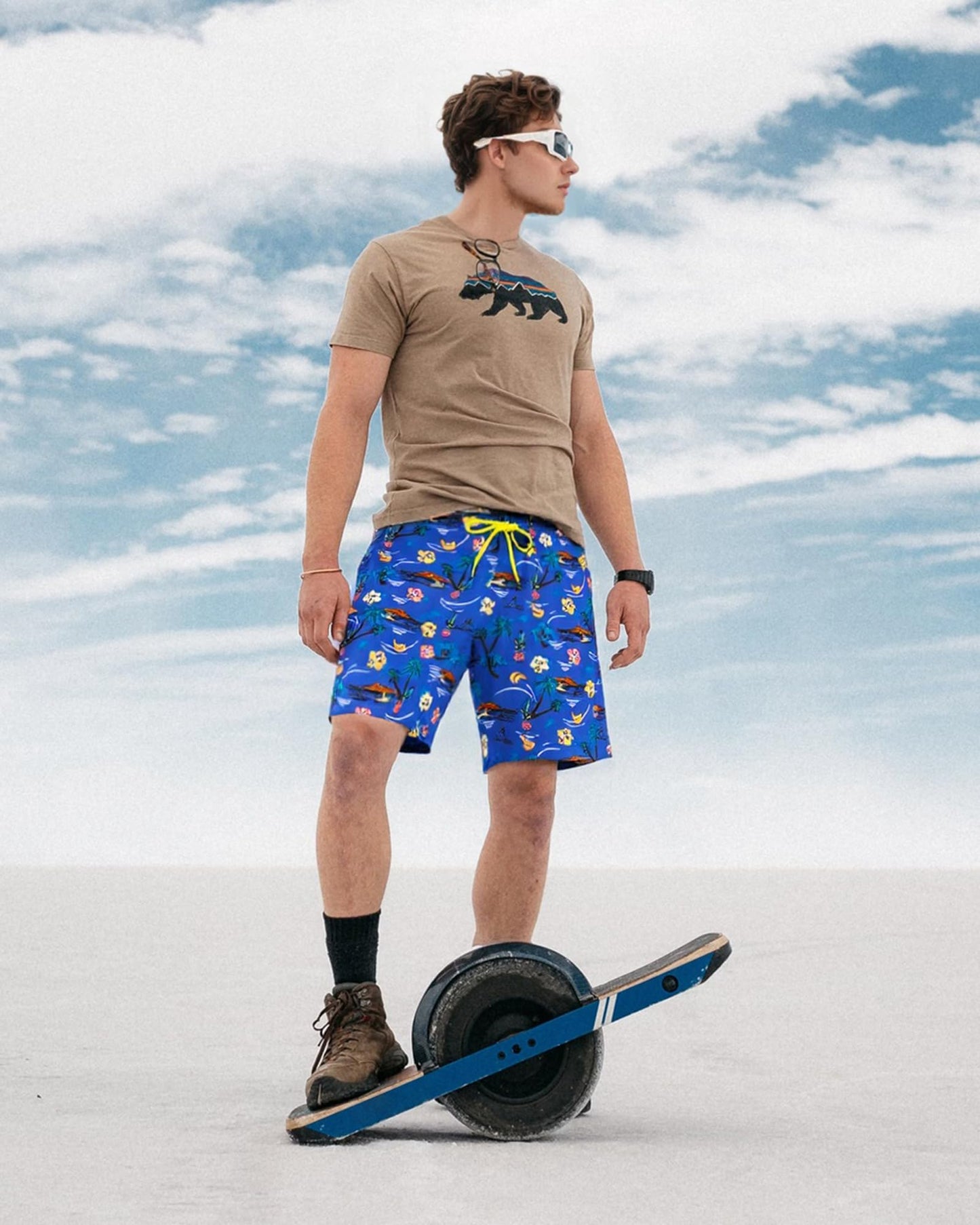 SURF CUZ Mens Swim Trunks with Compression Liner Quick Dry Swim Shorts 7" Swimming Trunks Stretch Zipper Pockets,Summer Hawaii,XXL
