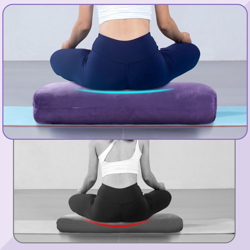 MABOZOO Yoga Bolster Pillow, Rectangular Bolster for Restorative Yoga & Meditation, Professional Meditation Cushion with Carry Handle, 27"X10"X6", Purple