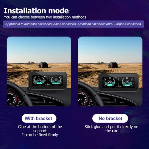 Fydun Car Inclinometer Level Tilt Gauge, HUD Car Electronic Clinometer Indicator Digital Inclinometer Car Angle Slope Meter for Automobile