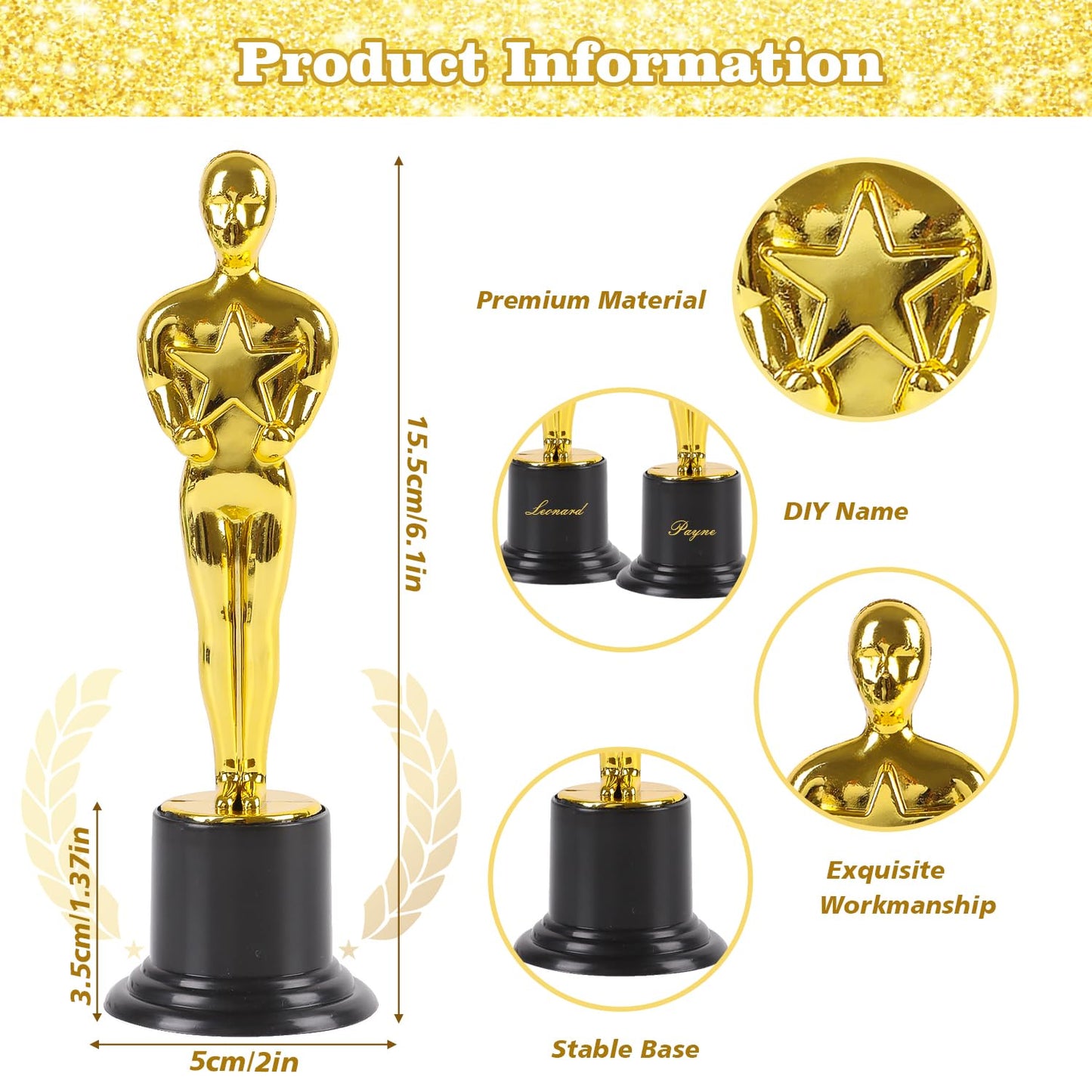 LOKIPA 12 Pack Gold Award Trophy, 6 Inch Award Statues Gold Award Statues for School Award, Game Prize, Party Prize and Appreciation Gift