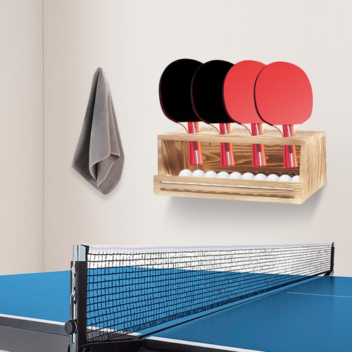 Dawutian Ping Pong Storage Holder, Ping Pong Paddle Storage Rack,Wall-Mount Table Tennis Paddle Display Holder with Ball Storage Shelf,Ping Pong Rack for Game Room, Bar, Garage, Office, Home