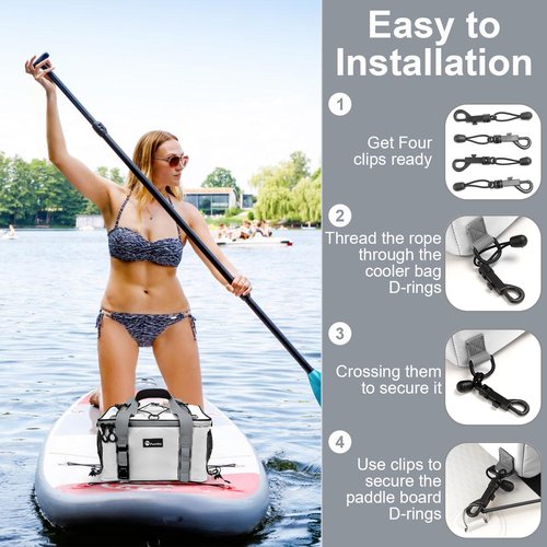 FunVZU Paddle Board Cooler, Waterproof SUP Cooler Bag with TPU Zipper, Durable PVC Material, 26L Capacity Fits 42 Cans, Paddle Board Accessories for Stand-Up Paddleboard, Beach, Camping, Kayaking