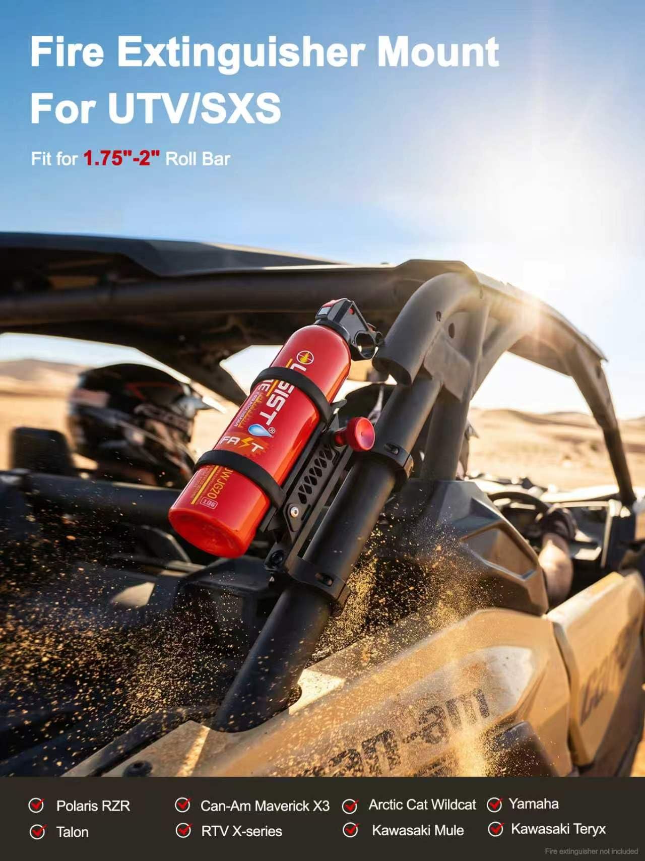 ZIDIYORUO UTV Fire Extinguisher Mount, Roll Bar Fire Extinguisher Holder