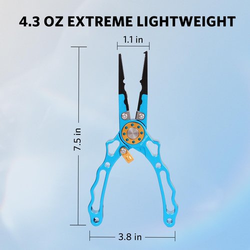 Hathever Fishing Pliers Saltwater, Split Ring Pliers Hook Remover with Safety Lock, Fishing Tools with Sheath and Lanyard, Fishing Gifts for Men