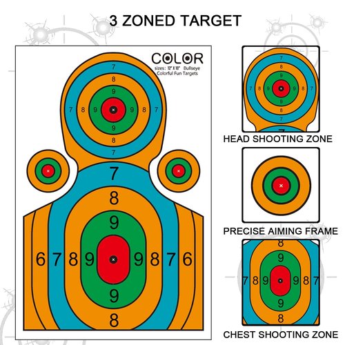 Meruzy 12x18 Inch High-Visibility Shooting Targets - 15 Pack Paper Silhouette for Precision Training, Handguns, BB Guns, and Airsoft (Indoor & Outdoor Use)