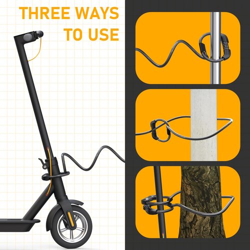 Honszex Electric Scooter Lock, Bike Lock, Cable Lock with 5-Digit Combination, Double Cable Locks Anti-Theft 41 Inch for Electric Scooter, Electric Bike, Bicycle, Electric Scooter Accessories