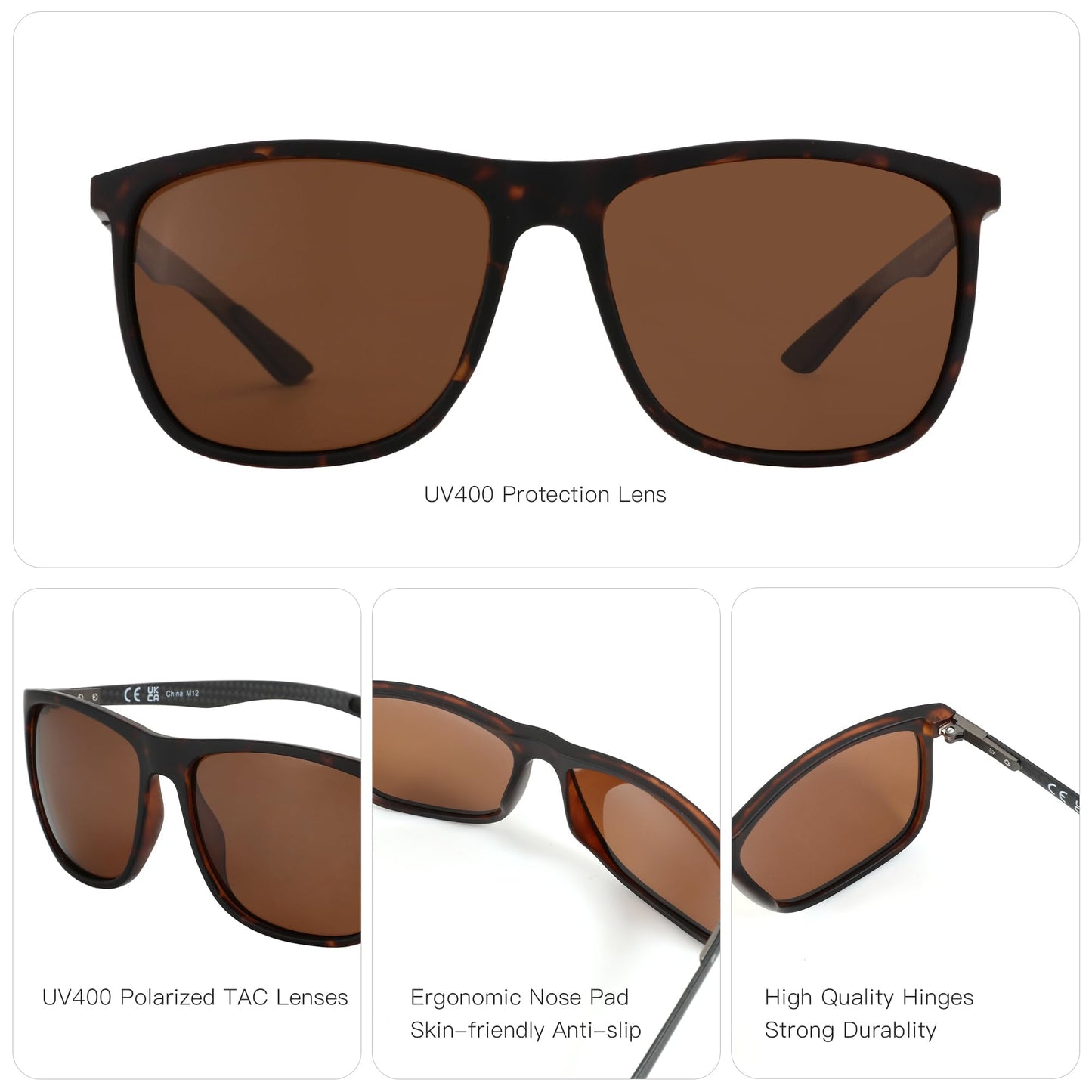ZENOTTIC Square Polarized Sunglasses for Men Ultralight Carbon Fiber Sun Glasses Driving Fishing Golf Sports UV400 Protection