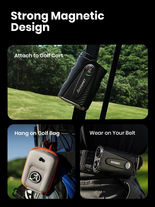 ACEGMET Golf Rangefinder with Slope & Coach Mode - 1300 Yards Laser Range Finder, Hybrid-pwr Rechargeable, 0.1s Flag Pin Locking Vibration, 7X Magnification, Dual-Color Display, Magnet