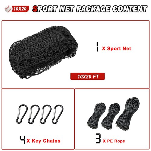 AOLIGEIJS Baseball Softball Backstop Nets,Sports Net,Sports Netting Barrier,Sports Netting for Backyard,Twisted Knotted PE Net