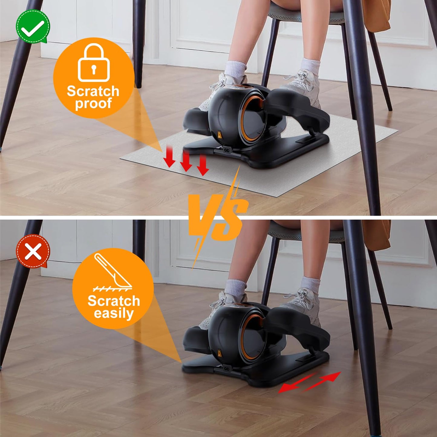 Wiojtry Non-Slip Mat for Under Desk Elliptical and Portable Floor Bike, Elliptical Mats for Seniors Home Sports Mats and Mini Elliptical Exercise Bikes, Ellipse Machine Mat