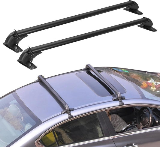 43inch Universal Car Roof Rack, Anti-Theft Lock, Aluminum Rack Cross Bars, Adjustable Window Frame for Bike Kayak Cargo Luggage, 42.91-44.88 inch Distance Between Rain Grooves, 165LBS Load