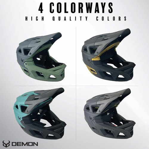 Demon United Podium X MIPS Full Face Mountain Bike Helmet- Removable Fit Pad Options- Advanced Venting System-Lightweight - Fullface DH BMX MTB Helmet (Midnight Stealth Black, Small/Medium 55-58 CM)