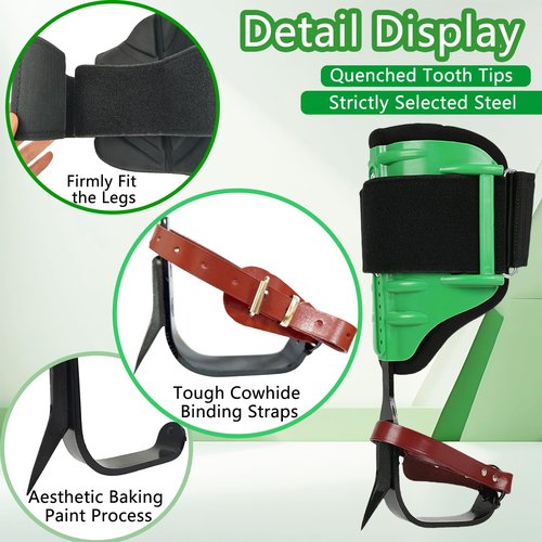 timiland Adjustable Alloy Steel Tree Climbing Gear，Tree Spikes， Tree Climbing Spikes Set with Safety Belts 350lbs Load Capacity Arborist Equipment for Rock Climbing、Fruit Picking、Tree Felling
