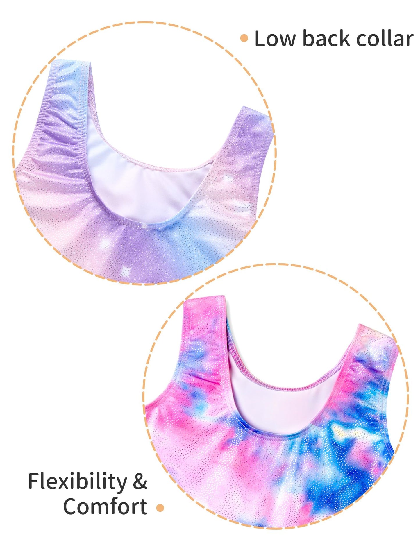 Nokecina Gymnastics Leotards for Girls Size 3t 4t 2-Pack Colorful Stars