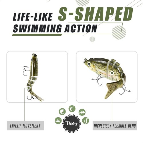 TRUSCEND Fishing Lures for Bass Trout Swimbaits for Bass Fishing Segmented Multi Jointed Swim Baits Slow Sinking Swimming Lures for Freshwater Saltwater Fishing Gear Lure Kit Fishing Gifts Plugs