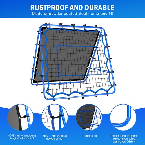 Winthai 4x4FT Dual-Sided Soccer Rebounder Net, Fast & Slow Rebound Speed Training for Control, Passing Practice, Easy Setup Baseball/Volleyball Rbounder Gifts & Equipment for Kids,Teens & Adults